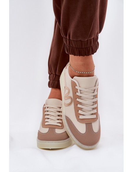 Low Women's Sports Shoes Made Of Eco Leather Gold-Beige Iladira