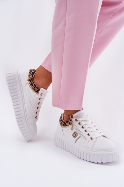 Moteriški sportiniai bateliai ant platformos, pagaminti iš ekologiškos odos Panther White Velionna