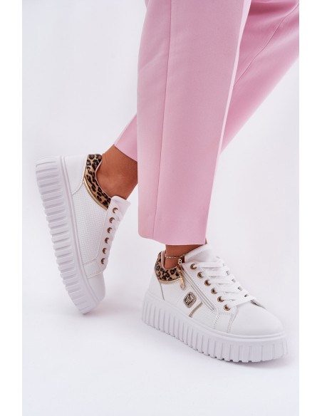 Women's Sports Shoes On Platform Made Of Eco Leather Panther White Velionna