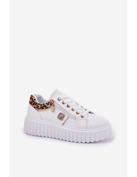 Women's Sports Shoes On Platform Made Of Eco Leather Panther White Velionna