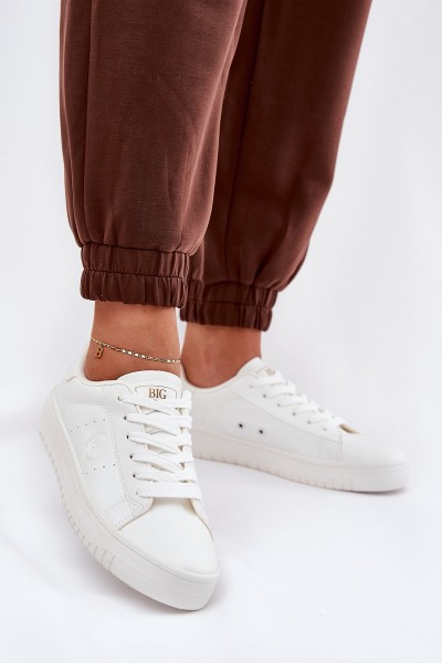 Žemi moteriški sportbačiai iš ekologiškos odos Big Star NN274577 balti