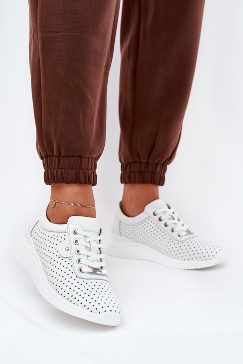 Women's Leather Sports Shoes Vinceza 79532 White