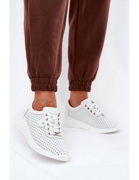 Women's Leather Sports Shoes Vinceza 79532 White