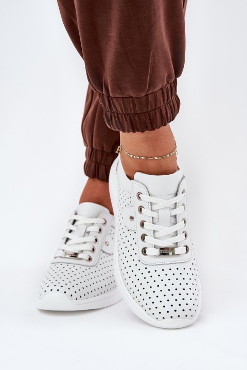 Women's Leather Sports Shoes Vinceza 79532 White