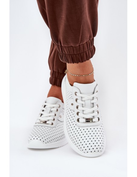 Women's Leather Sports Shoes Vinceza 79532 White