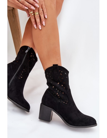 Moteriški kaubojiški auliniai batai su kulnais S.Barski HY51-125 juodi