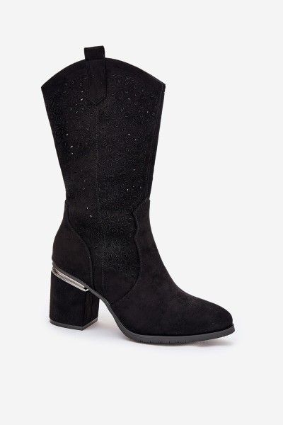 Cut-out Cowboy Boots Mid-calf S.Barski HY51-238 Black 2