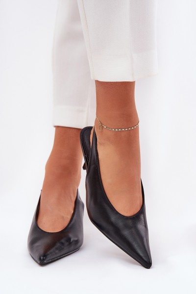 Lacquered High Heels With Open Heel Black Emmizola
