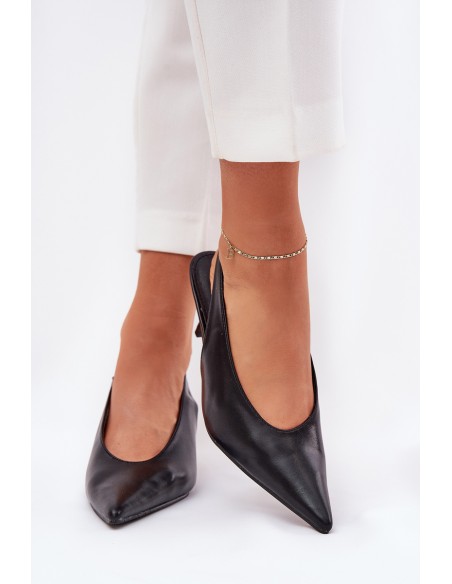 Lacquered High Heels With Open Heel Black Emmizola