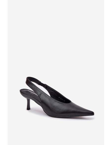 Lacquered High Heels With Open Heel Black Emmizola