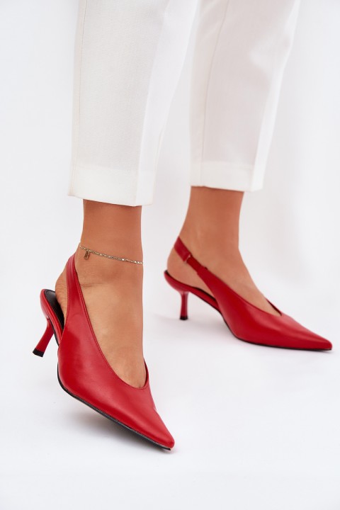 High Heels With Open Heel Eco Leather Red Aricandia