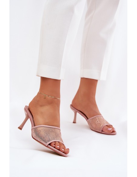 Embellished Stiletto Sandals Champagne Ennoriel