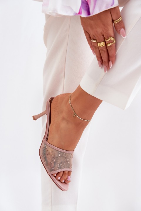 Embellished Stiletto Sandals Champagne Ennoriel