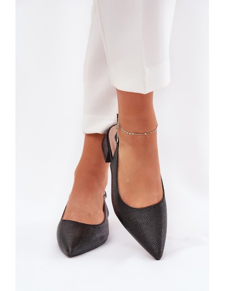 Woven Women's Sandals On Delicate Heel Black Jorela