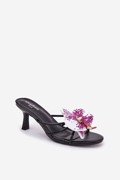 Women's High Heels With Artificial Flower Black Reyi 2