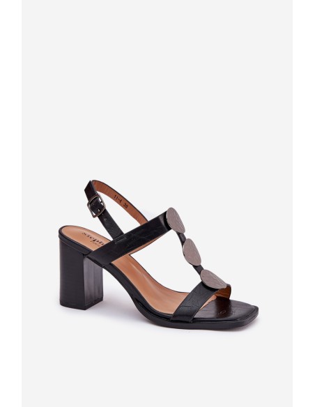 Women Sandals On Heel With Decorative Strap Black Mirfedi