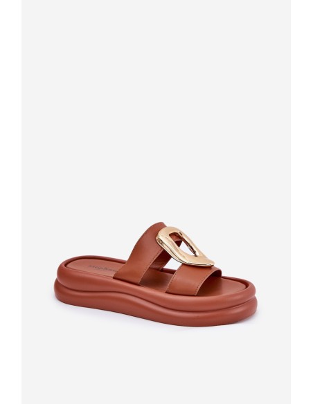 Women's Platform Sandals with Golden Detail Camel Ularinea