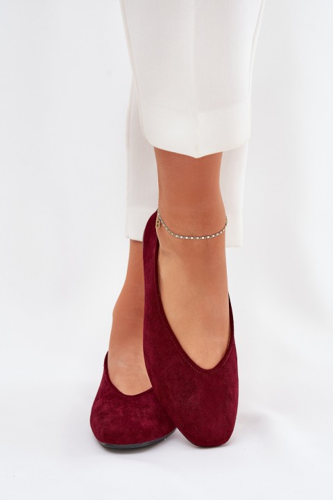 Classic Ballet Flats Made Of Eco Suede Burgundy Osallin