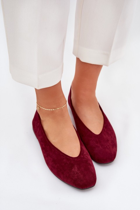 Classic Ballet Flats Made Of Eco Suede Burgundy Osallin