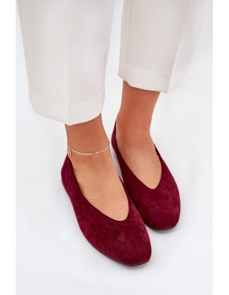 Classic Ballet Flats Made Of Eco Suede Burgundy Osallin