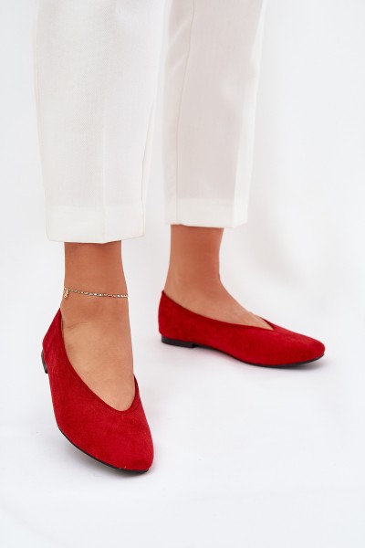 Classic Ballet Flats Made Of Eco Suede Red Osallin
