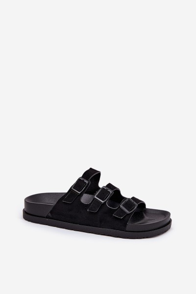 Womens Slippers With Straps And Buckles Black Uliri 2