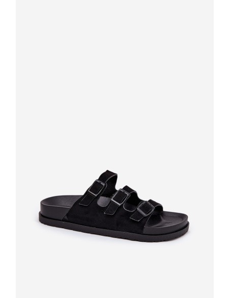 Womens Slippers With Straps And Buckles Black Uliri