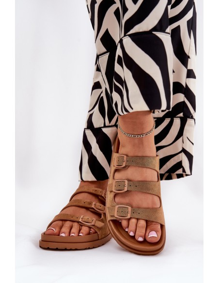 Women's Sandals With Straps And Buckles Camel Uliri