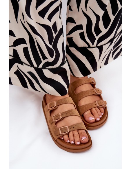 Women's Sandals With Straps And Buckles Camel Uliri