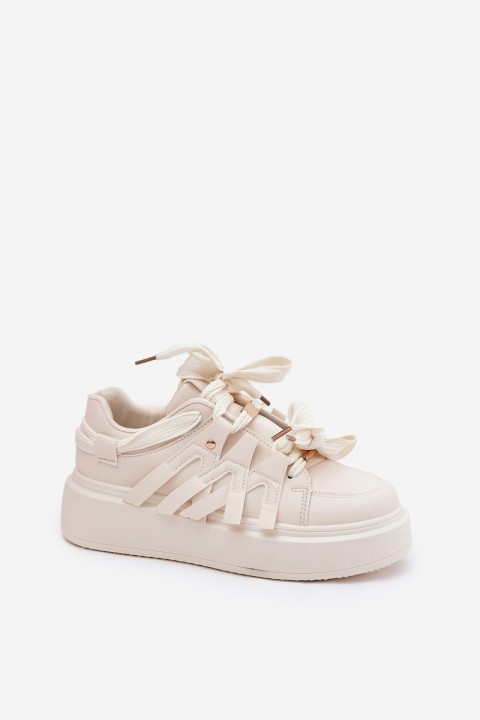 Eco Leather Sneakers On Platform Beige Penolle