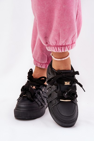 Eco Leather Sneakers On Platform Black Penolle