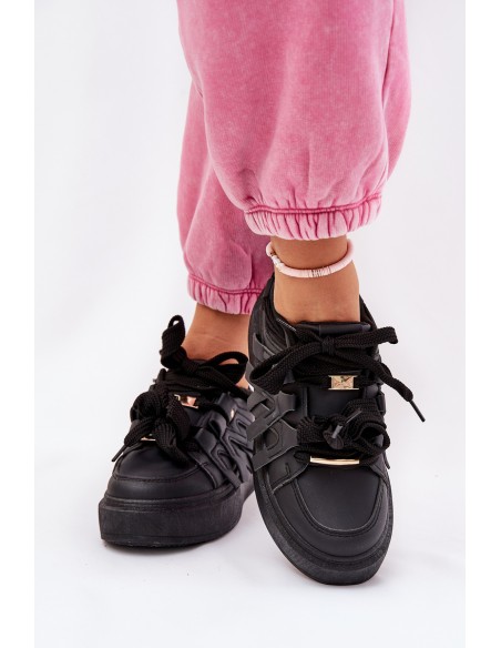 Eco Leather Sneakers On Platform Black Penolle