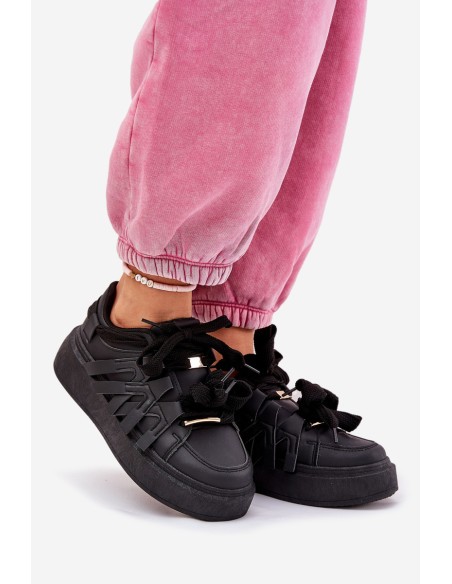 Eco Leather Sneakers On Platform Black Penolle