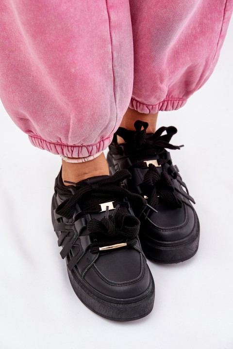 Eco Leather Sneakers On Platform Black Penolle