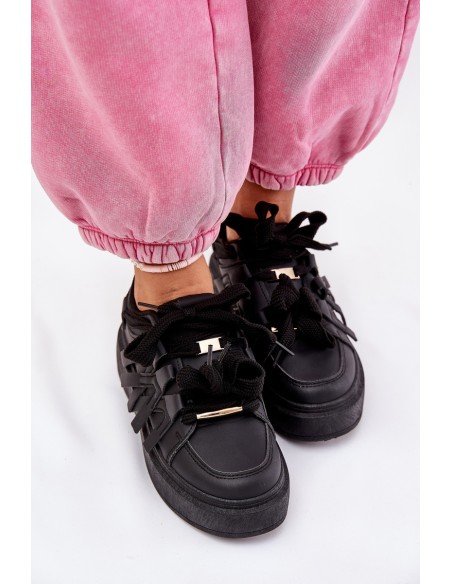 Eco Leather Sneakers On Platform Black Penolle