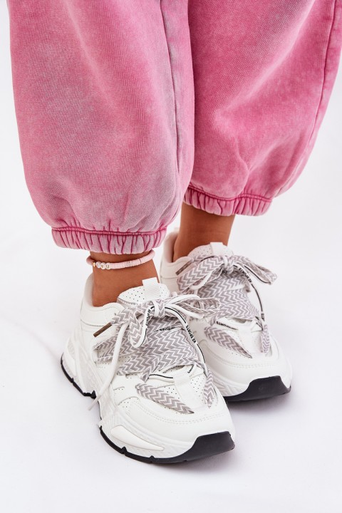 Sneakers Women Sports Shoes With Double Lacing White Efobell