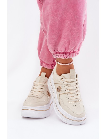 Women's Sports Shoes On Platform Beige Caldeno