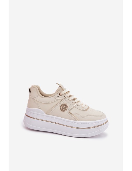 Women's Sports Shoes On Platform Beige Caldeno