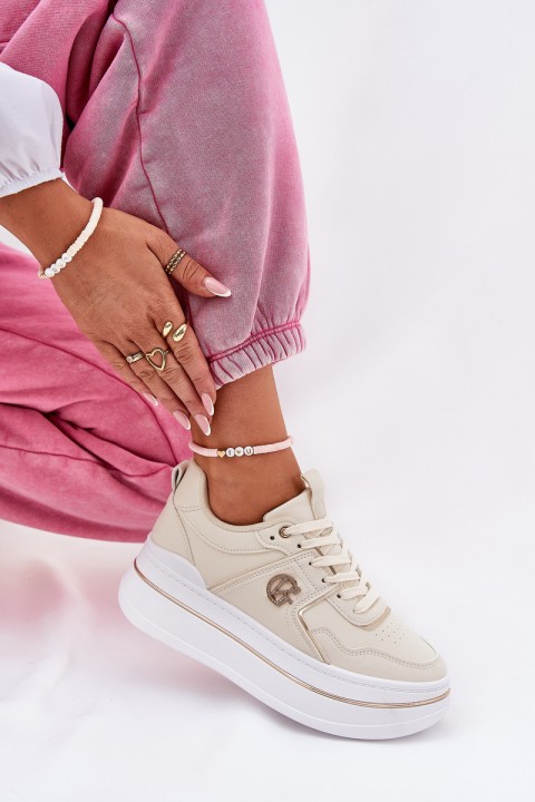 Women's Sports Shoes On Platform Beige Caldeno