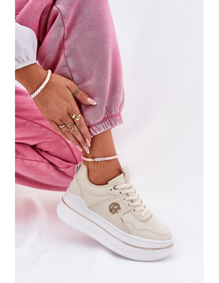 Women's Sports Shoes On Platform Beige Caldeno