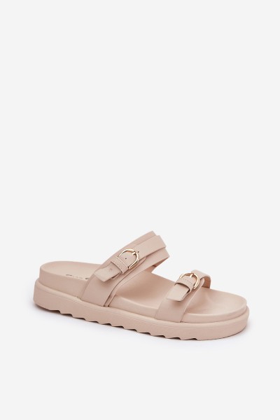Women's Platform Sandals With Golden Buckles Beige Wernone 2