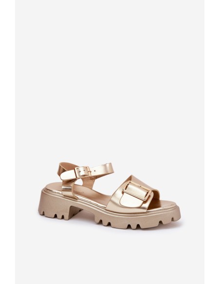 Eco Leather Women's Sandals With Buckle Golden Gofielle