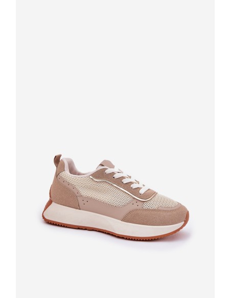 Moteriški sportiniai batai su tinkleliu ant platformos Khaki Poova