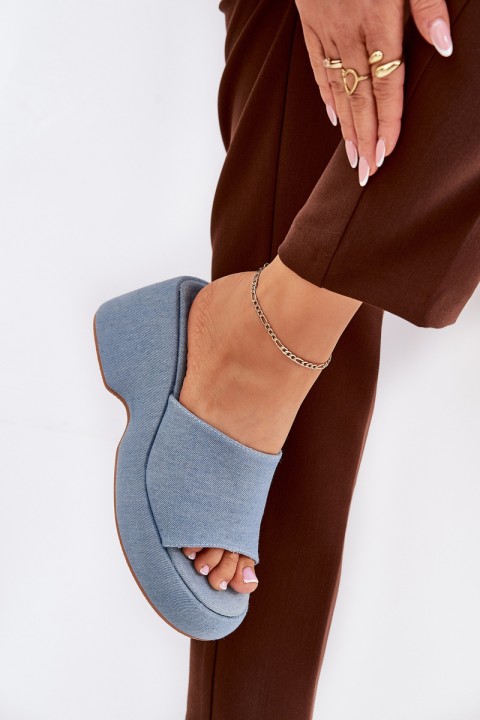 Fabric Women's Slippers On Platform And Wedge Jeans Afisal