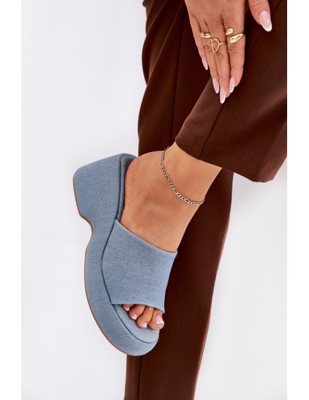 Fabric Women's Slippers On Platform And Wedge Jeans Afisal