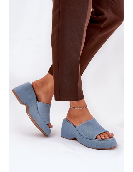 Fabric Women's Slippers On Platform And Wedge Jeans Afisal