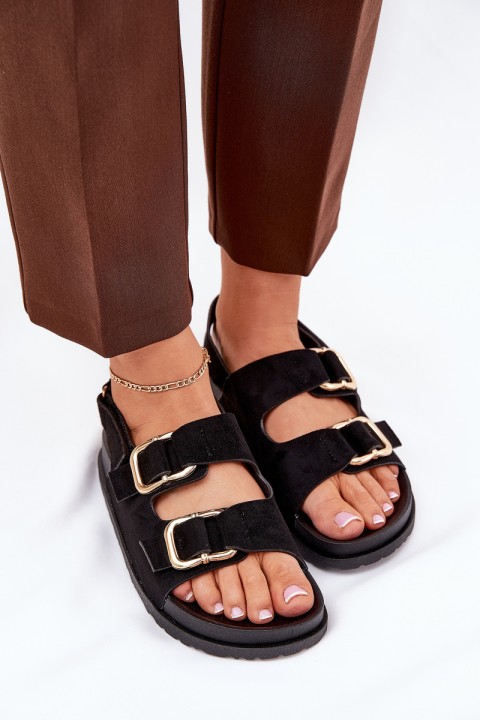 Women Sandals With Buckles Black Seladith