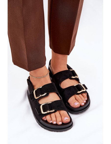 Women Sandals With Buckles Black Seladith