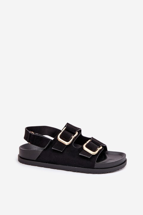 Women Sandals With Buckles Black Seladith