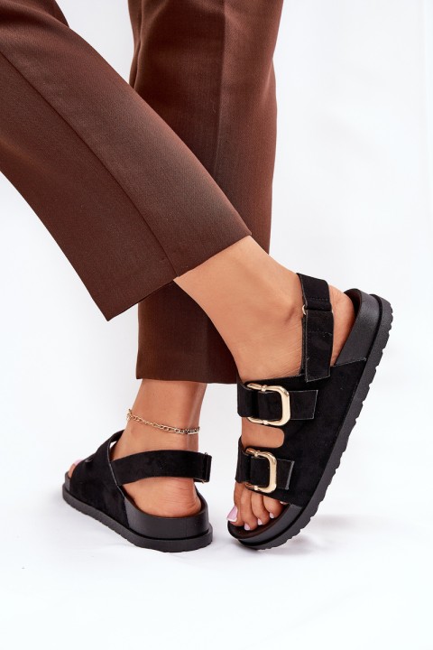 Women Sandals With Buckles Black Seladith